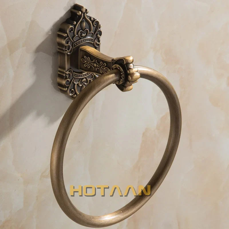 Afralia™ Antique Brass Towel Ring – Wall-Mounted Round Bathroom Towel Holder