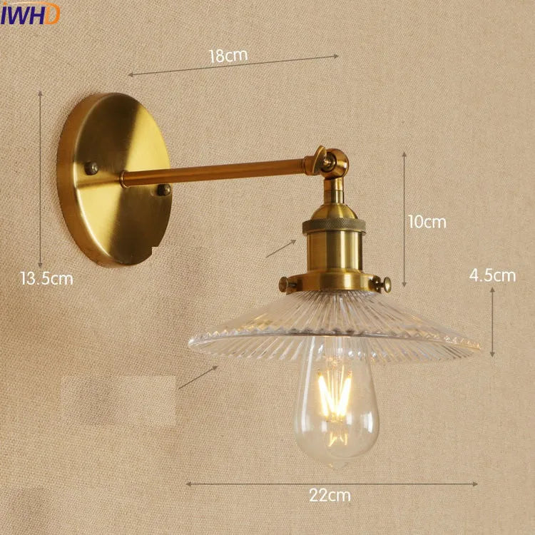 Afralia™ Antique Brass Industrial Swing Arm Wall Sconce - Vintage Glass Wall Light Fixtures