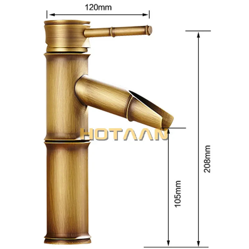 Afralia™ Antique Brass Bamboo Single Handle Basin Faucet