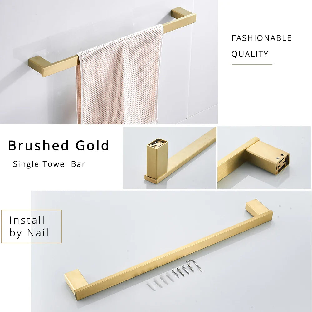 Afralia™ Black Matte Bathroom Hardware Set: Paper Holder, Toothbrush Holder, Towel Bar