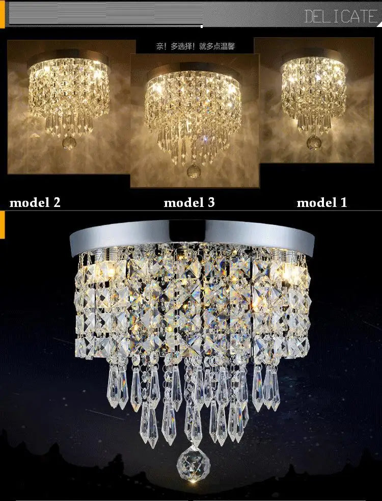 Afralia™ Crystal LED Ceiling Light for Living Room Hallway, 110V/240V Sparkling Crystal Ceiling Lamp