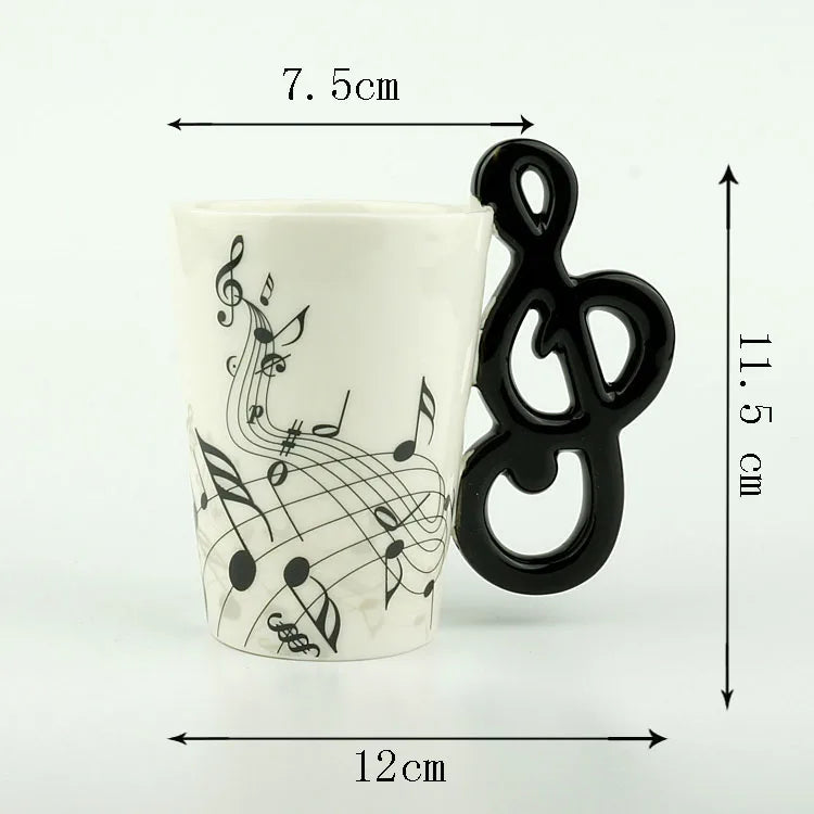 Afralia™ Music Note Porcelain Coffee Mug | Creative Ceramic Tea Cup for Cafe | Funny Tumbler