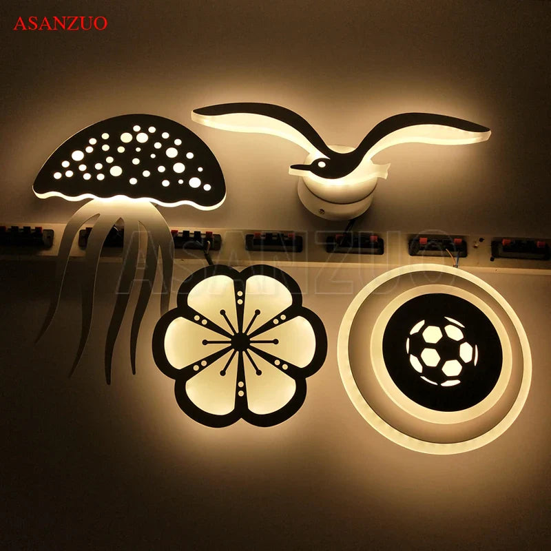 Afralia™ LED Jellyfish Wall Sconce Light for Modern Indoor Living Room Bedroom Stair Lamp