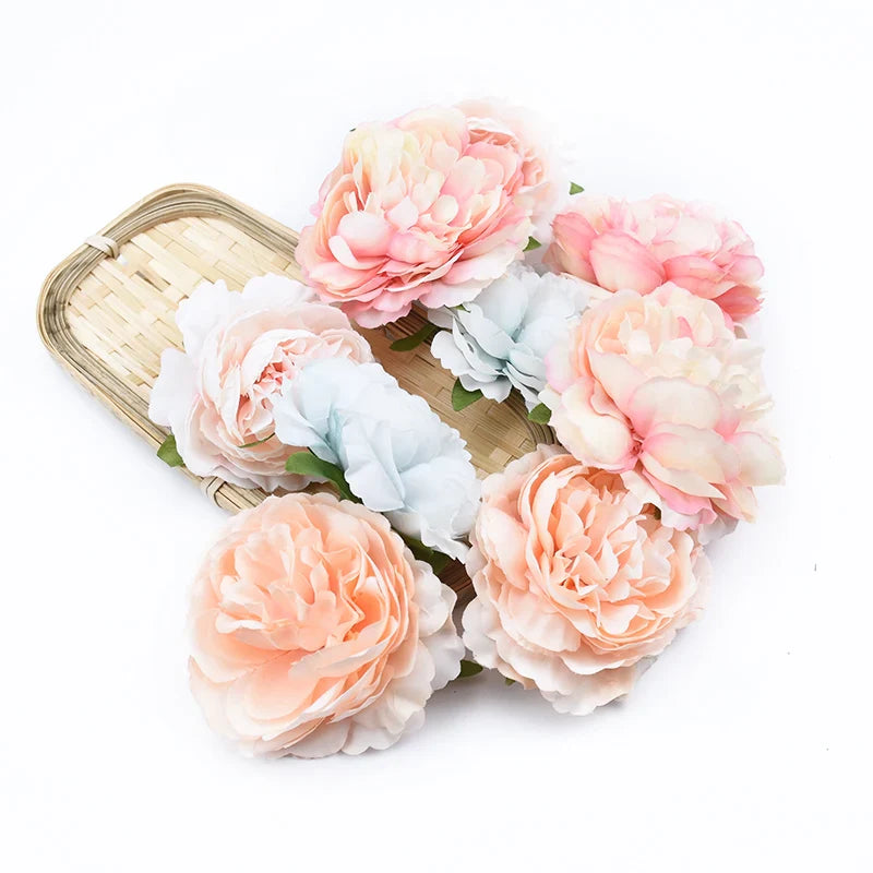 Afralia™ Silk Peony Bridal Accessories 10pcs Artificial Plants Wedding Decor Flowerpot Blooms