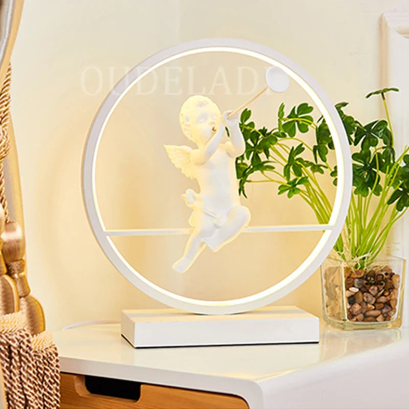 Afralia™ Angel Doll Bird Table Lamp: Romantic LED Lighting for Home Decor