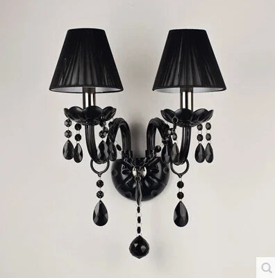 Afralia™ Crystal Wall Lamp with Candle LED E14 Bulbs in Black