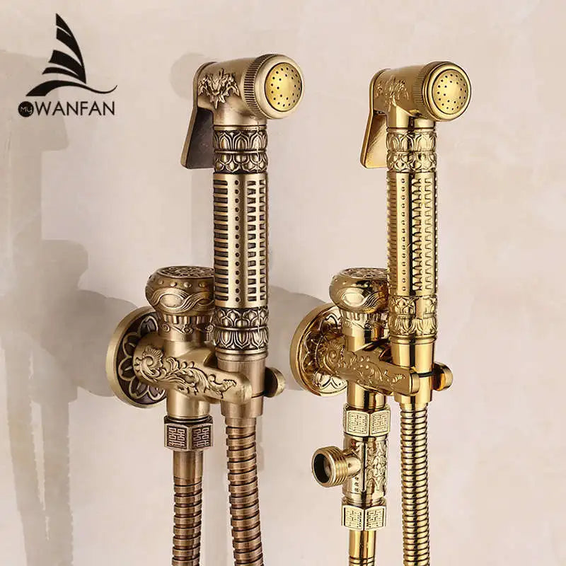 Afralia™ Brass Wall Mounted Bidet Faucet Handheld Hygienic Shower Spray Head