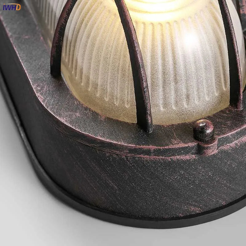 Afralia™ Industrial Glass Wall Light Fixture Retro Vintage Stair Lamp LED Luminaire