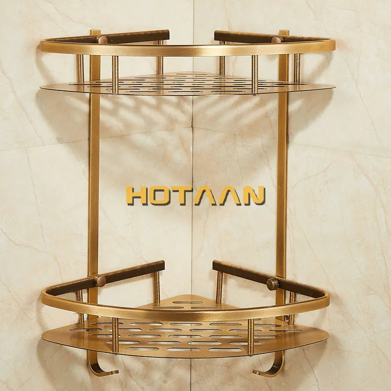 Afralia™ Double Layer Aluminum Bathroom Shower Basket Holder