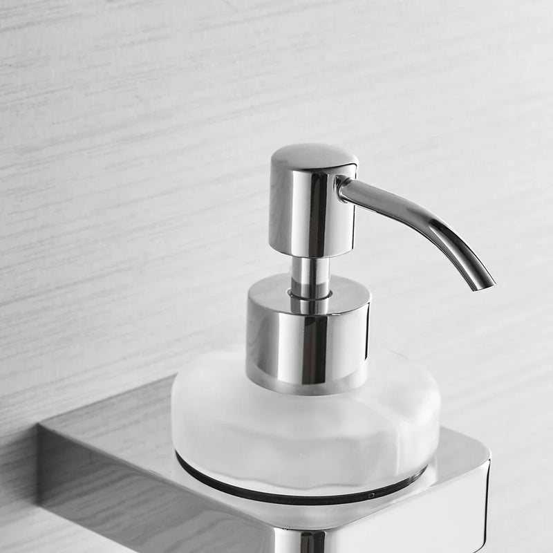 Afralia™ Chrome Liquid Soap Dispenser with Frosted Glass Container - Wall Mounted