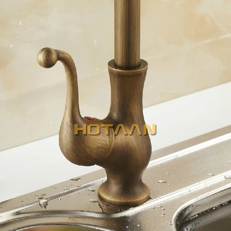 Afralia™ Antique Brass Swivel Basin Mixer Tap - YT-6034