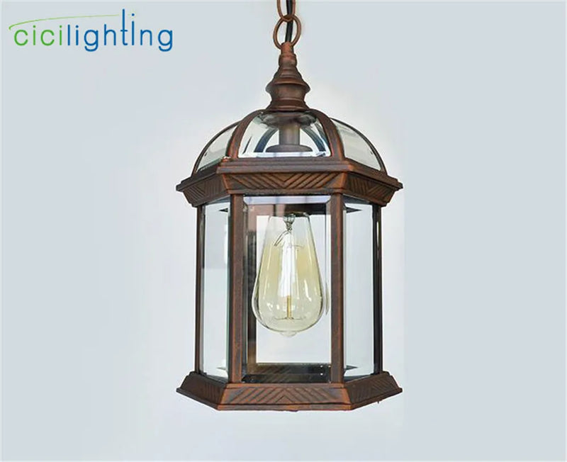 Afralia™ Outdoor Aluminum Alloy Pendant Light with Clear Glass Shade