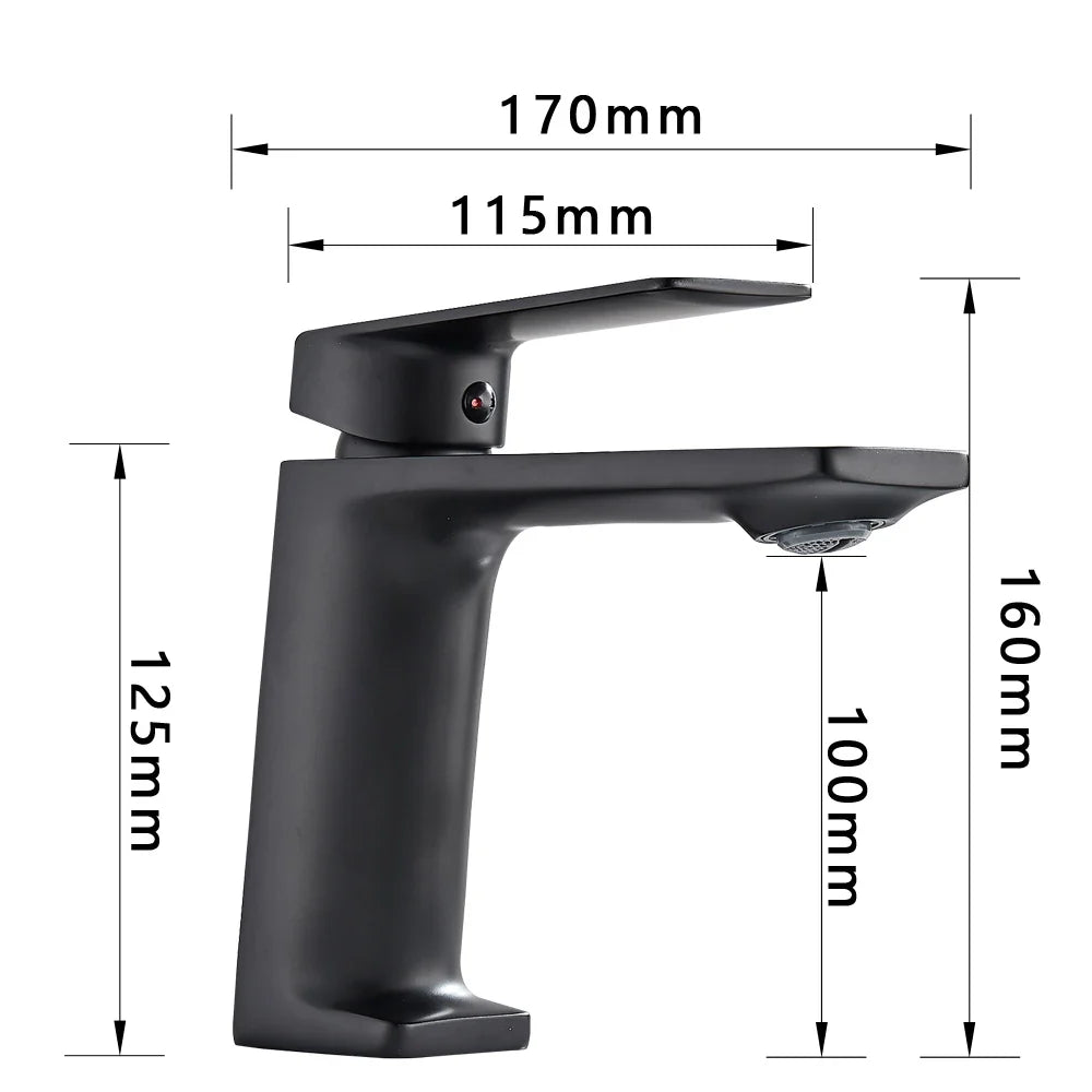 Afralia™ Matte Black Bathroom Basin Faucet Deck Mounted Brass Mixer Tap