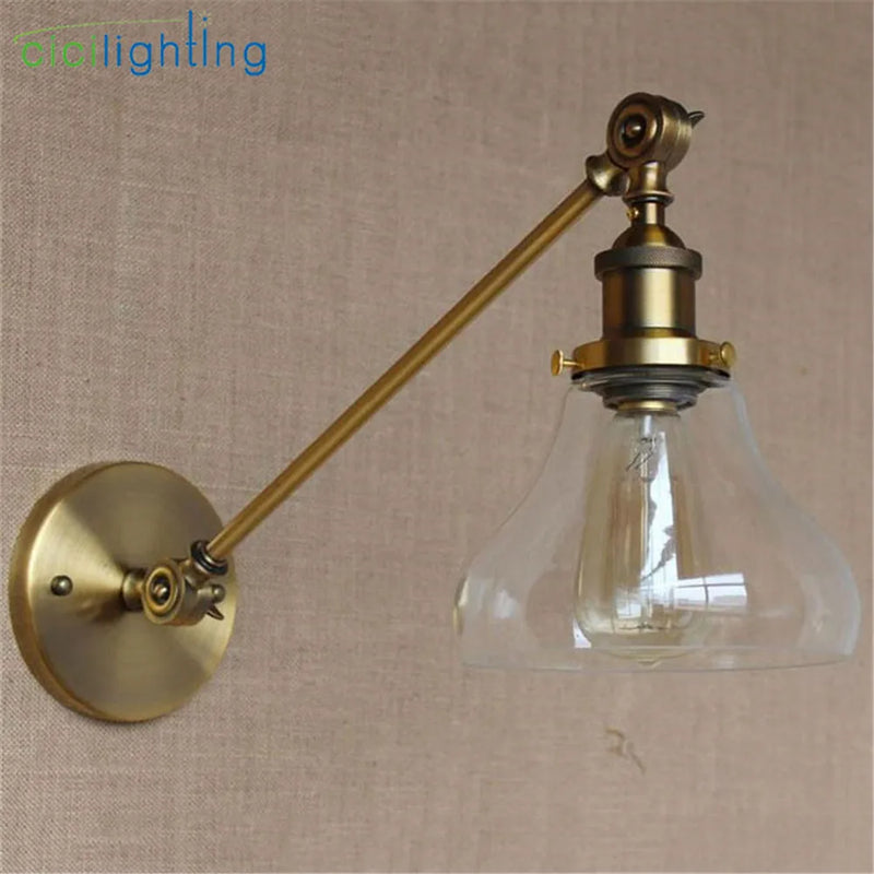 Afralia™ Brass Copper Wall Sconce Glass Wall Lamp