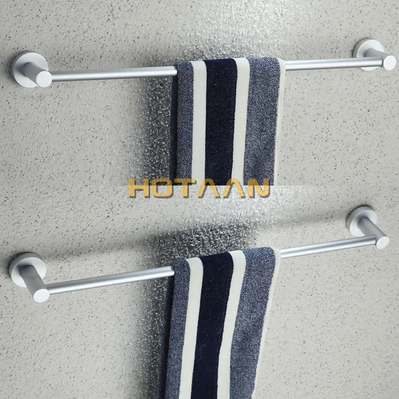 Afralia™ Aluminium Bathroom Accessory Towel Bar Rail Holder, Anti-Rust Round Towel Rack