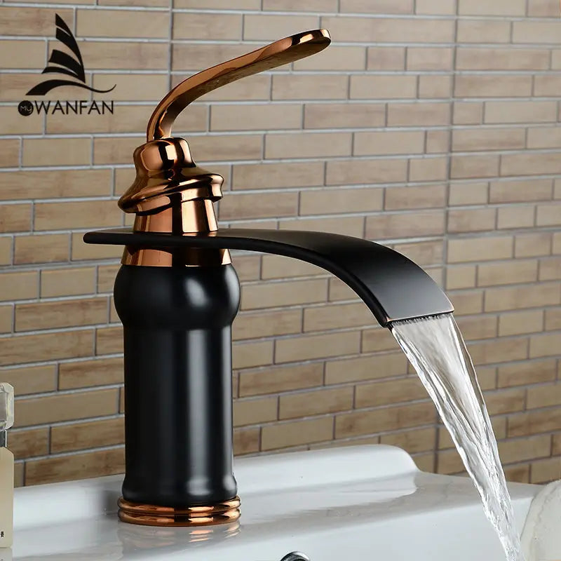 Afralia™ Chrome Brass Waterfall Bathroom Sink Mixer with Big Square Spout