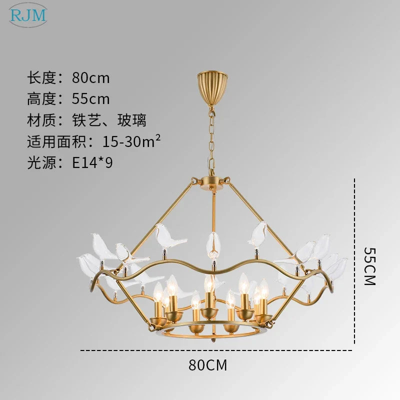 Afralia™ Copper Bird Chandelier for Home, Restaurant, Bar Lighting