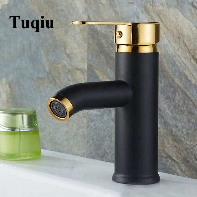 Afralia™ Black Single Handle Luxury Bathroom Faucet Switch Mixer Taps for Wash Basin