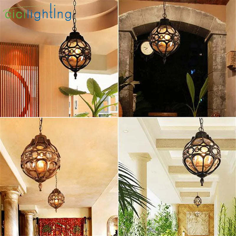 Afralia™ Retro Europe Style Outdoor Pendant Light for Courtyard Garden Balcony