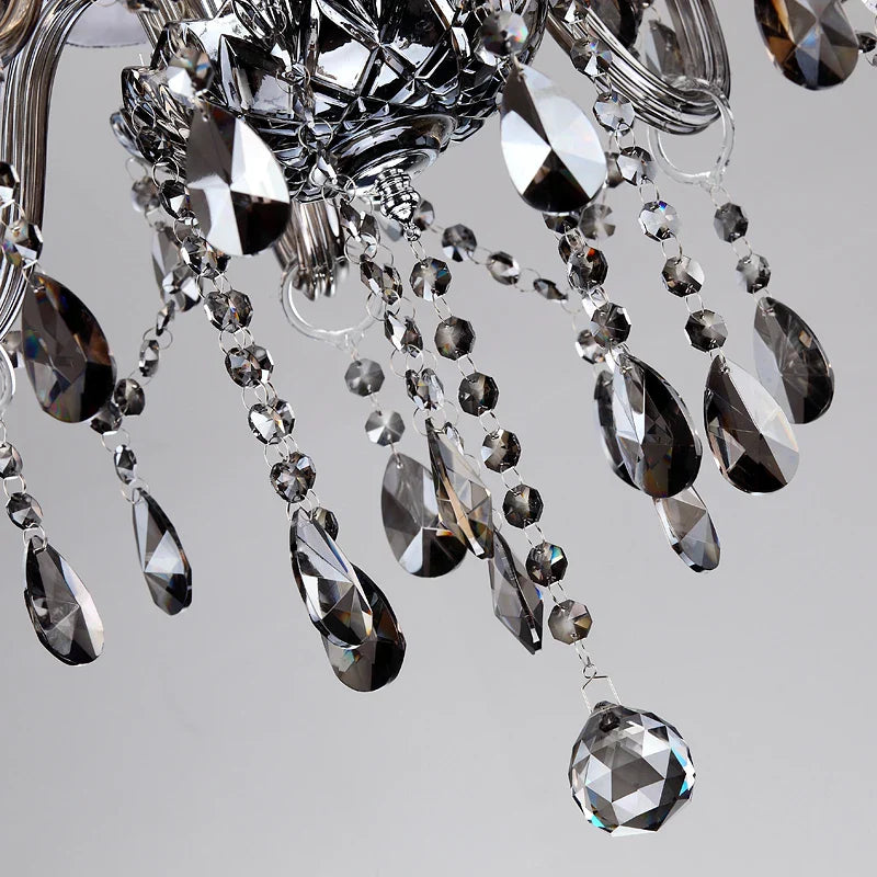 Afralia™ Luxury Smoky Grey Crystal Chandelier for Living Room Bedroom Hotel Villa