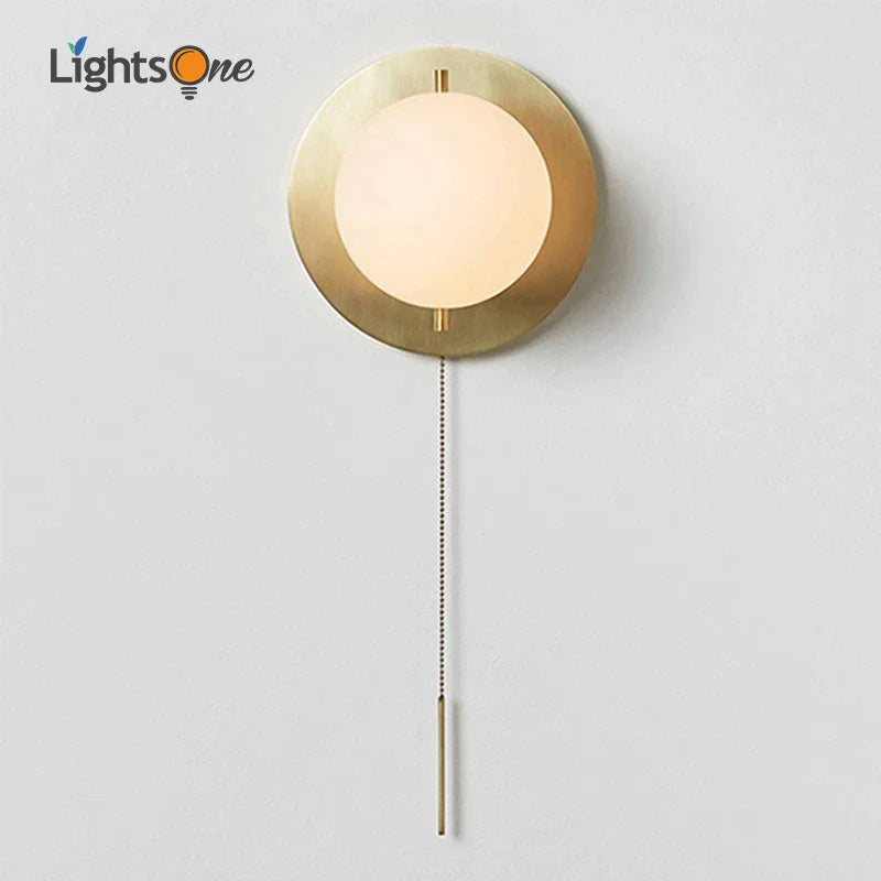 Afralia™ Glass Round Wall Lamp Brass Wall Light for Living Room & Bedroom