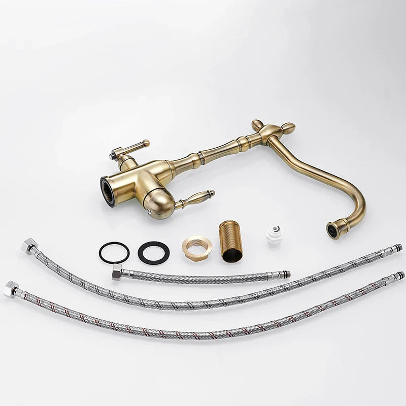 Afralia™ Gold Kitchen Faucet with 360 Rotation, Cold/Hot Mixer Tap & Water Purification