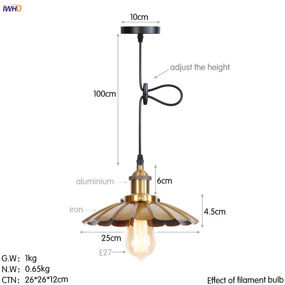 Afralia™ Gold Retro Edison LED Pendant Lights for Dinning Living Room Industrial Decor