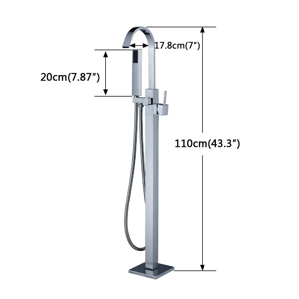 Afralia™ Freestanding Tub Faucet with Handshower: Brushed Nickel Floor Mounted Mixer Tap
