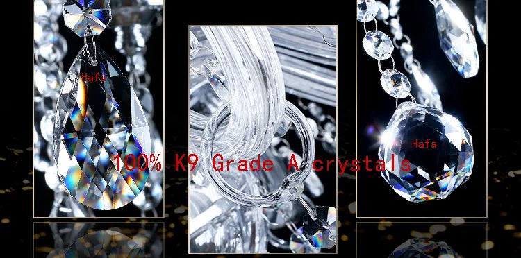 Afralia™ Crystal Chandelier LED Ceiling Pendant Lamp Fixture for Modern Indoor Decor