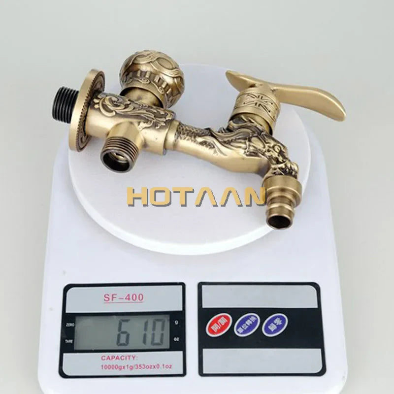 Afralia™ Antique Brass Finish Garden Bibcock Faucet Wall Mount Washing Machine Tap