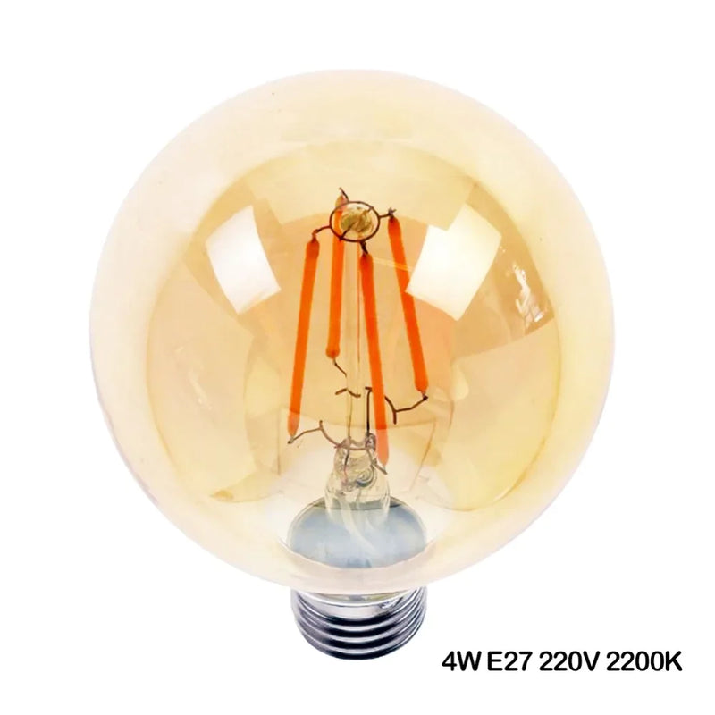 Afralia™ G125 LED Filament Bulb 4W E27 Warm 2200K Dimmable Globe, Equivalent to 40/60W