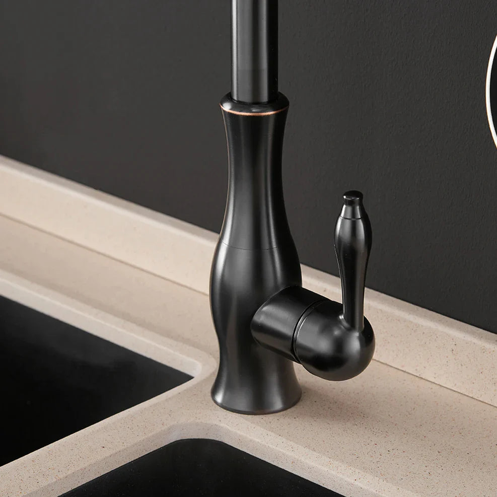 Afralia™ Black Single Handle Pull Out Kitchen Faucet - Swivel 360° Water Mixer Tap