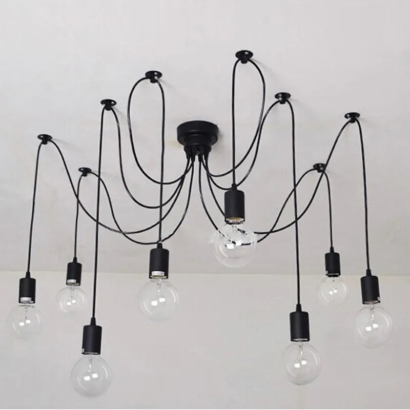 Afralia™ Spider Black Pendant Light: Industrial Edison Chandelier, Ceiling Mount, DIY Fixture