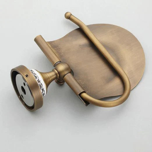 Afralia™ Brass Wall Mounted Paper Holder Bathroom Accessories Antique Finish