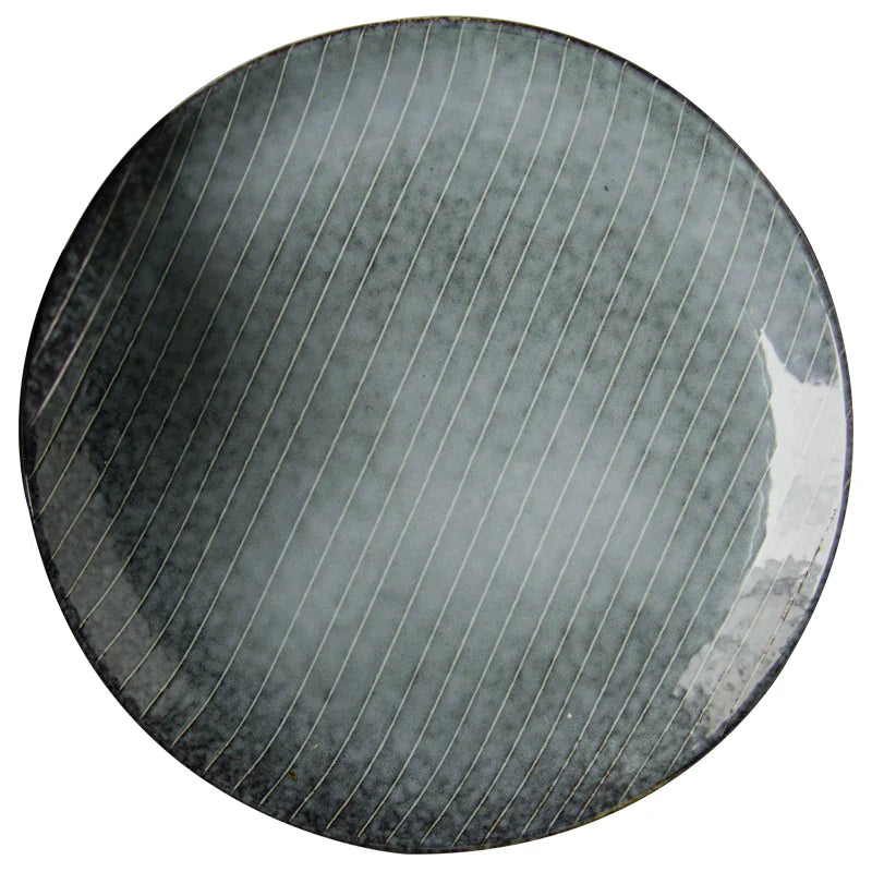 Afralia™ Ceramic Dinner Plate - Japanese Style Charger Platter with Retro Design