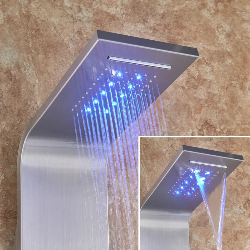 Afralia™ LED Rain Waterfall Shower Panel with Massage Jets and Bidet Sprayer