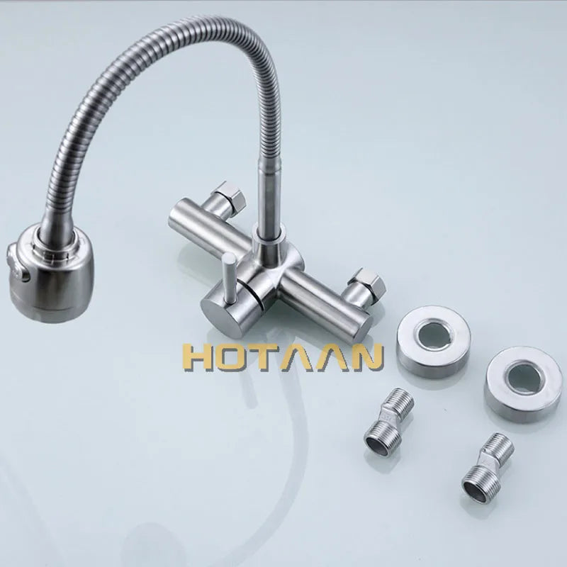 Afralia™ Stainless Steel Kitchen Faucet with Flexible Hose and Single Handle