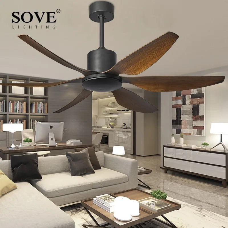 Afralia™ 66" Modern LED Brown Ceiling Fan with Remote Control for Living Room