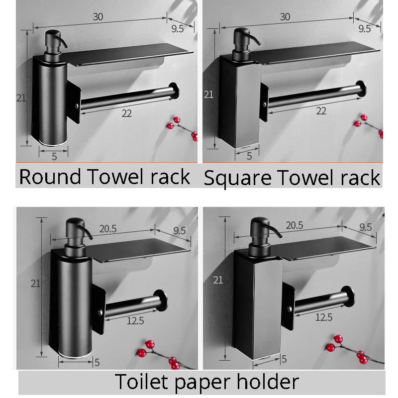 Afralia™ Matt Black Stainless Steel Soap Dispenser - Kitchen & Bathroom Lotion Shampoo Box