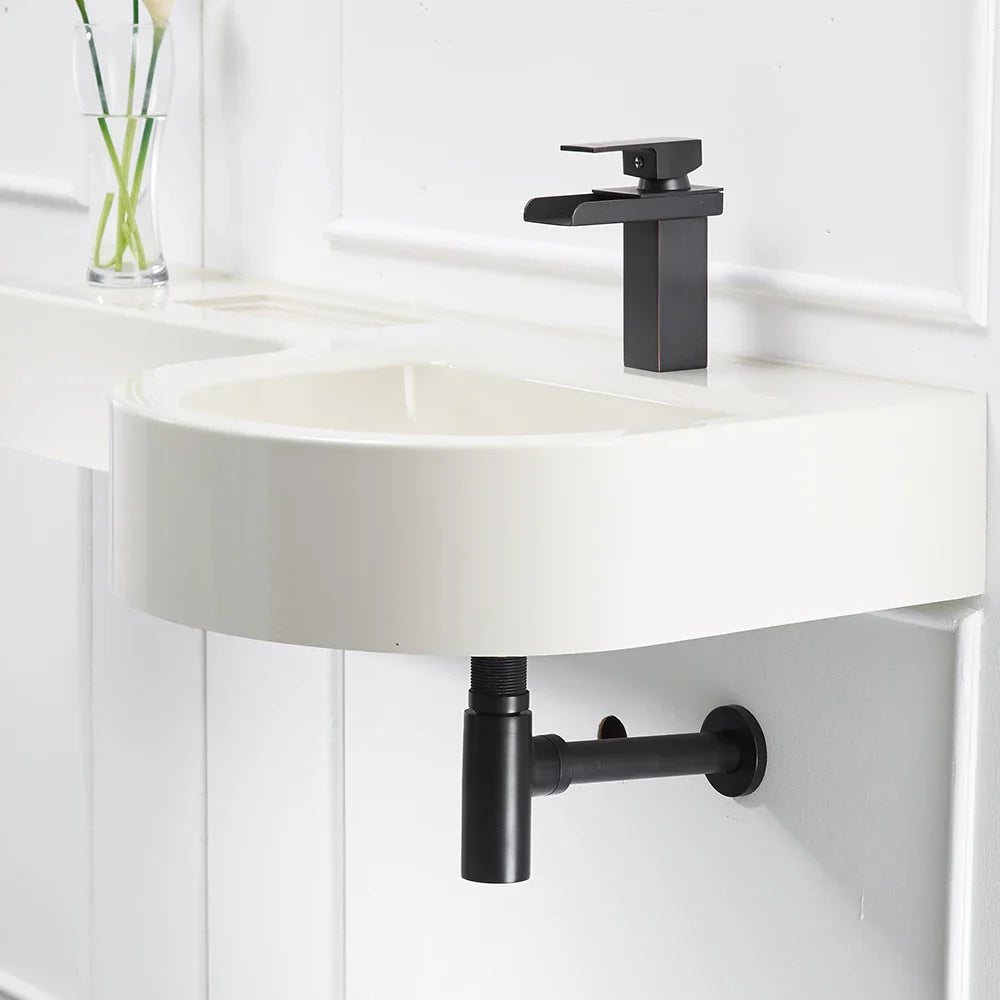 Afralia™ Brass Round Bottle Trap Oil Rubbed Bronze Black Siphon for Bathroom Vanity