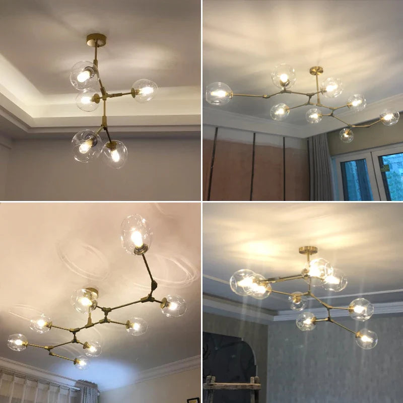 Afralia™ Retro Industrial Black/Gold Chandelier for Dining Kitchen Stair - Modern Lighting