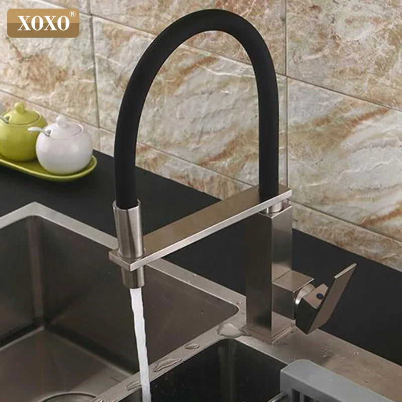 Afralia™ Pull Down Black Kitchen Faucet Cold Hot Mixer Tap Single Hole