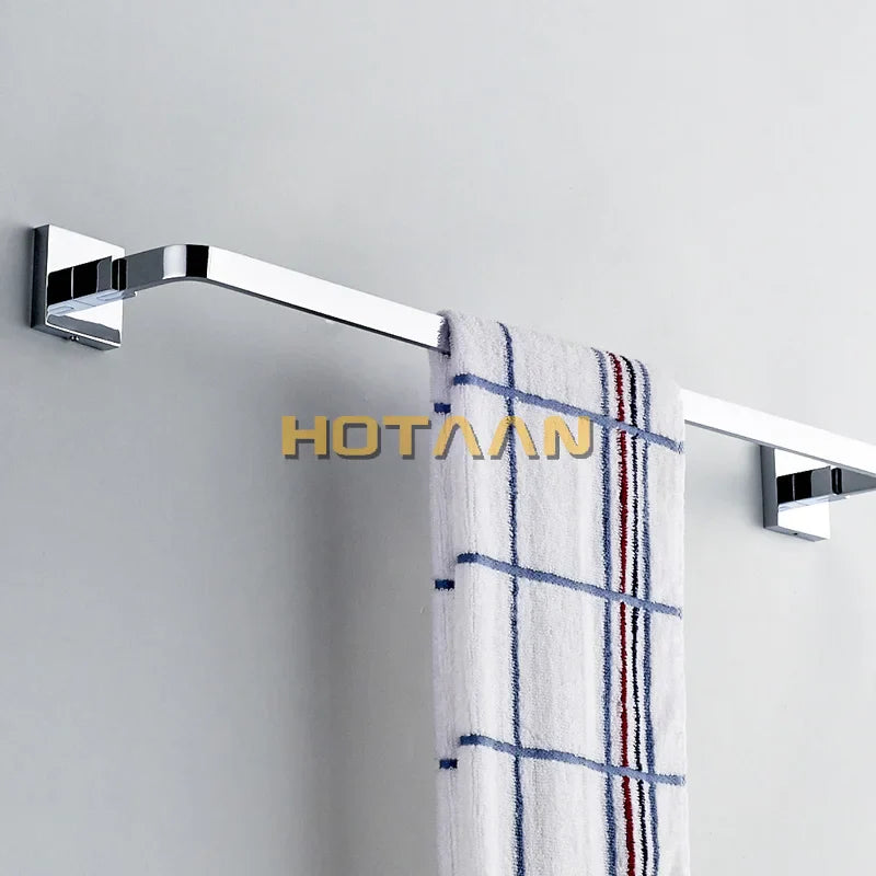 Afralia™ Chrome Brass Towel Hanger Bar Wall Rack Single Towel Holder Bathroom Accessories