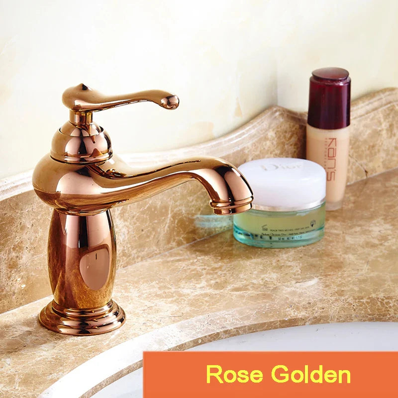 Afralia™ Chrome Brass Bathroom Sink Faucet Single Handle Hot Cold Water Tap