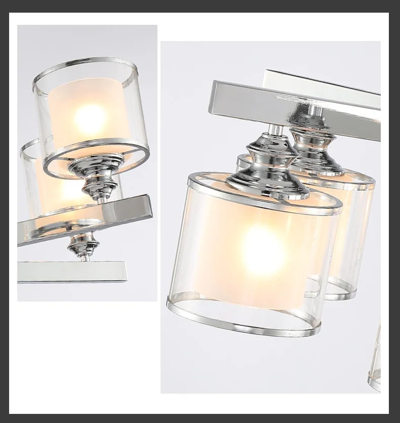 Afralia™ Double Glass LED Crystal Chandelier in Chrome Finish for Living Room