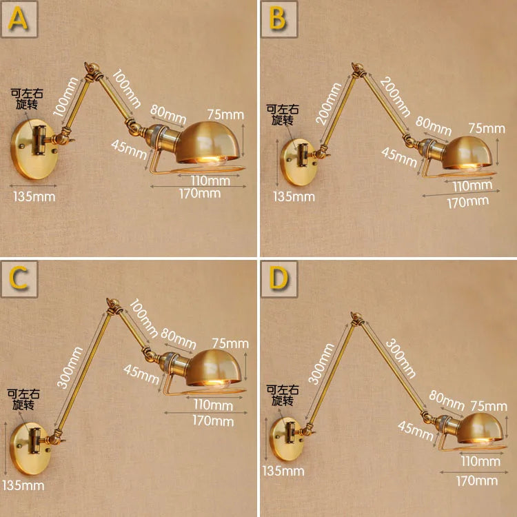 Afralia™ Retro Swing Arm Wall Sconce - Vintage Edison Style Wall Lamp