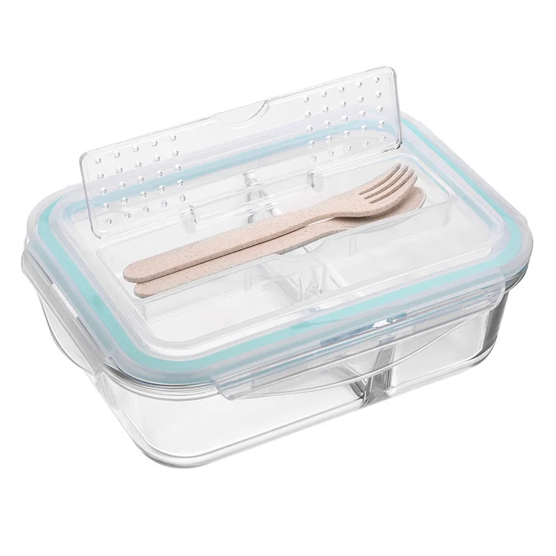 Afralia™ Kids Lunch Box: Korean Style Glass Bento with Compartments, Microwave Safe, Food Storage