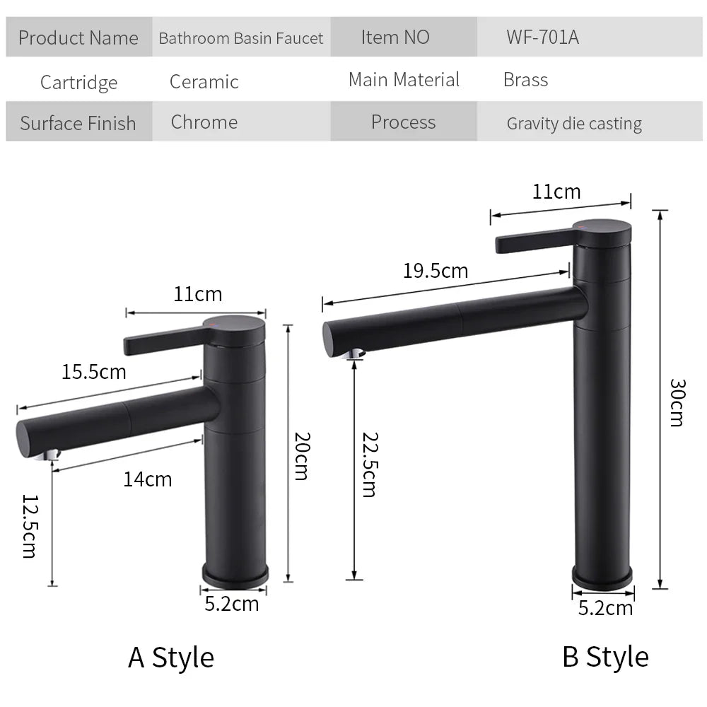 Afralia™ White Brass Bathroom Faucet Vessel Sinks Mixer with Swivel Spout LT-701A