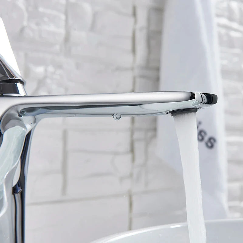Afralia™ Square Brass Basin Faucet with Single Handle for Bathroom Vanity Sink