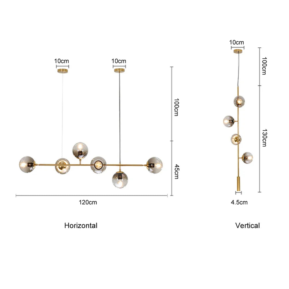 Afralia™ Glass Ball LED Chandelier: Nordic Industrial Edison Lighting Fixture